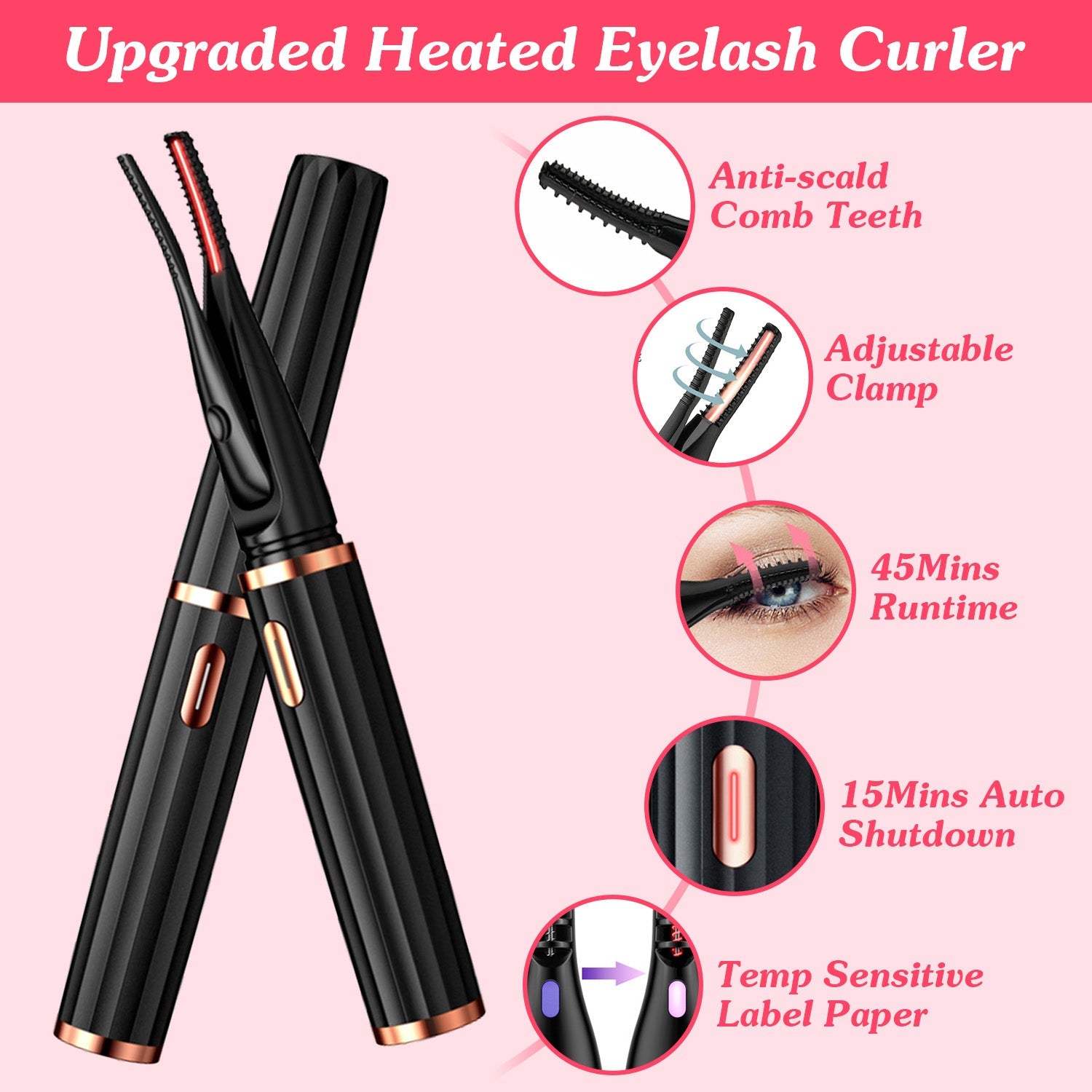 Heated Eyelash Curler for Natural Lift & Curl