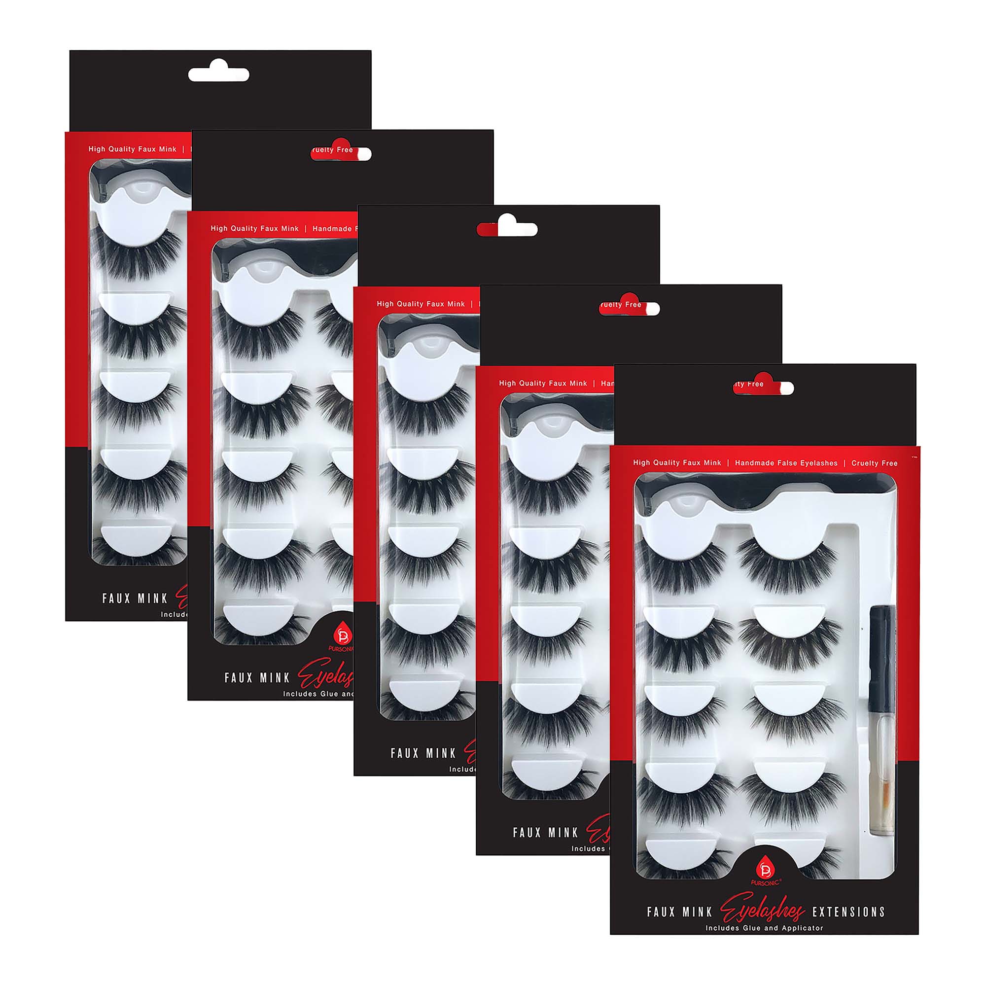 Pursonic Faux Mink False Eyelashes Bundle – 25 Pairs